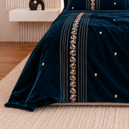 Royal Embroidered Velvet Bridal Comforter Set