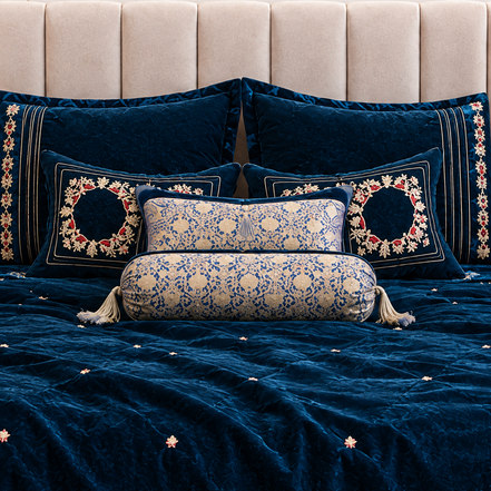 Royal Embroidered Velvet Bridal Comforter Set