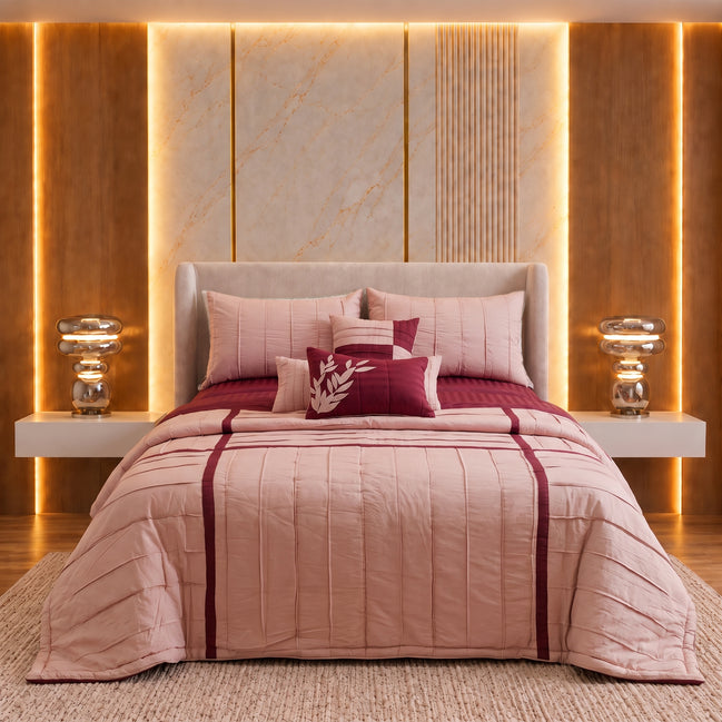 Duvet Comforter with Burgundy Floral Accents