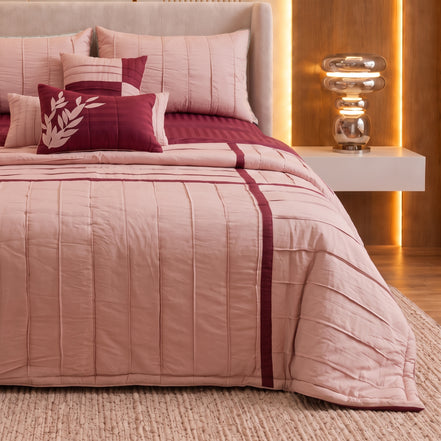 Duvet Comforter with Burgundy Floral Accents