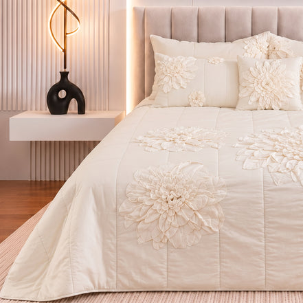 Handcrafted 3D Floral Embellished Bridal Comforter Set