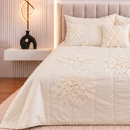 Handcrafted 3D Floral Embellished Bridal Comforter Set