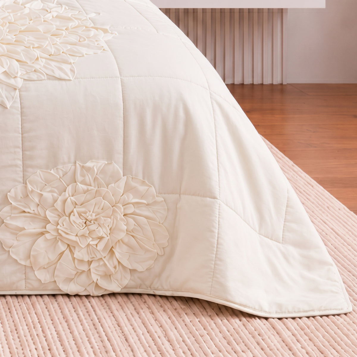 Handcrafted 3D Floral Embellished Bridal Comforter Set