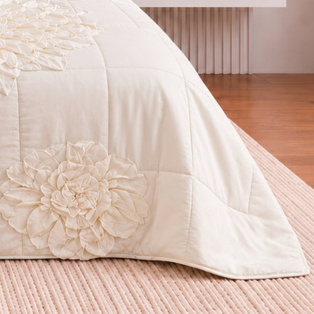 Handcrafted 3D Floral Embellished Bridal Comforter Set