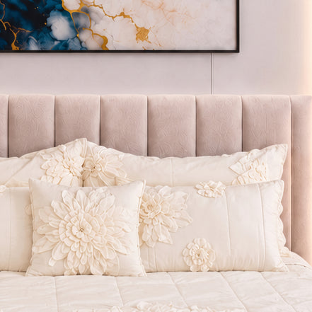 Handcrafted 3D Floral Embellished Bridal Comforter Set