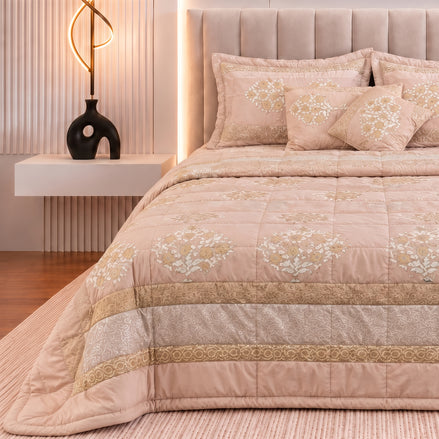 Handmade Block Printed Bridal Comforter Set 8 Pcs