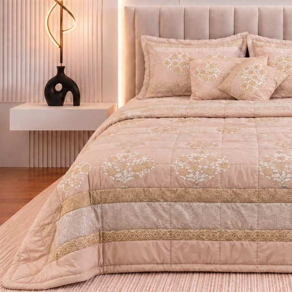 Handmade Block Printed Bridal Comforter Set 8 Pcs
