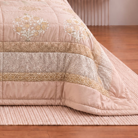 Handmade Block Printed Bridal Comforter Set 8 Pcs