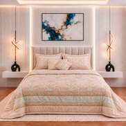 Handmade Block Printed Bridal Comforter Set 8 Pcs