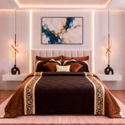 Bronze Brown Cotton Sateen King Size Bedding Set