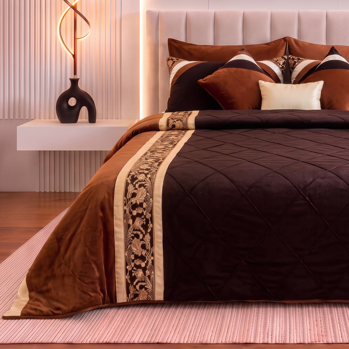 Bronze Brown Cotton Sateen King Size Bedding Set