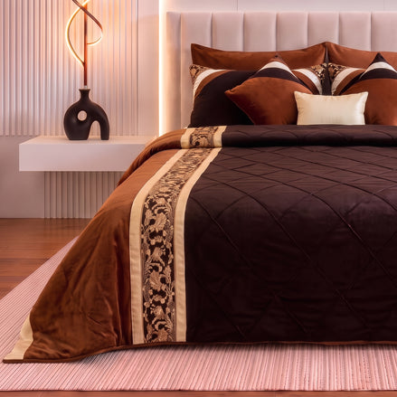 Bronze Brown Cotton Sateen King Size Bedding Set