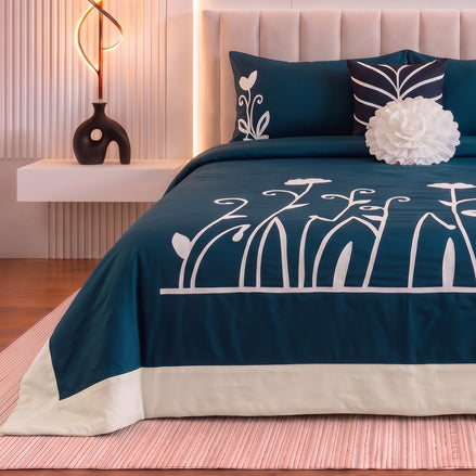 Handmade Embellished Bridal Comforter Set in Cotton Sateen