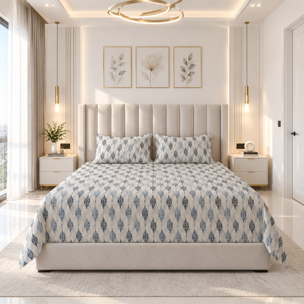 Premium Pastel Feather Cotton Bedsheet