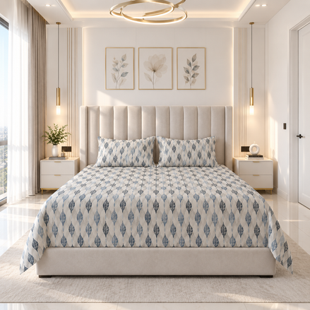 Premium Pastel Feather Cotton Bedsheet