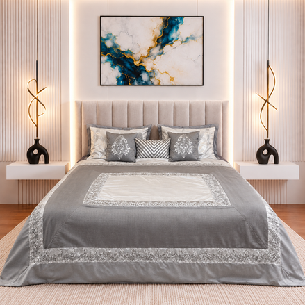 Luxury 9-Piece Embroidered Summer Bridal Comforter Set