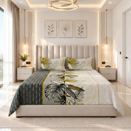 Premium Botanical Leaves Cotton Bedsheet